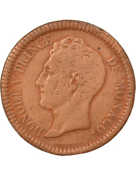 Monaco Honoré V 1 décime Bronze 1838 M Monaco