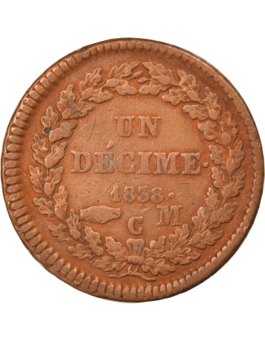 Monaco Honoré V 1 décime Bronze 1838 M Monaco