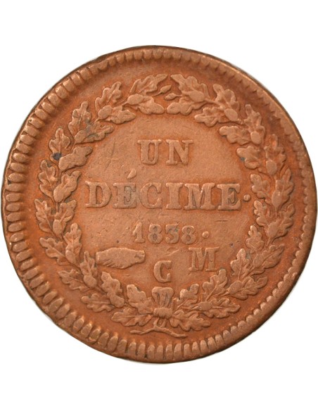 Monaco Honoré V 1 décime Bronze 1838 M Monaco