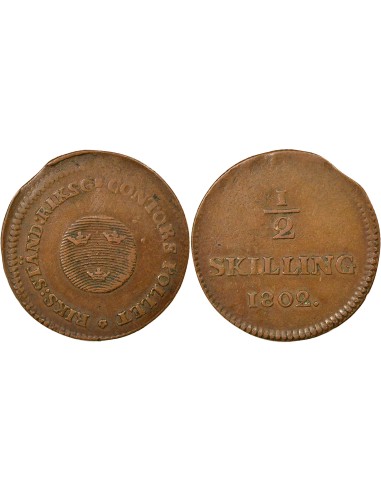 Suède Gustav IV Adolf 1/2 skilling Cuivre 1802