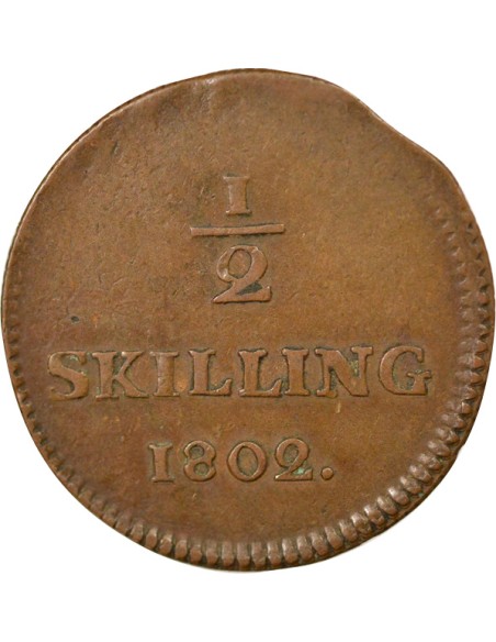 Suède Gustav IV Adolf 1/2 skilling Cuivre 1802