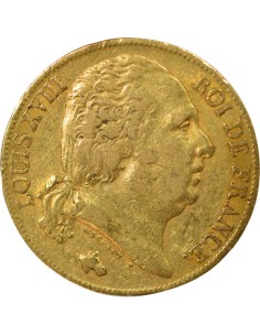 Louis XVIII Tête nue 20 francs Or 1819 A - Paris 2