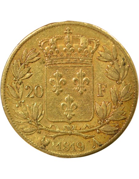 Louis XVIII Tête nue 20 francs Or 1819 A - Paris