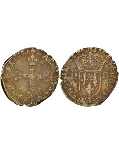 Charles X 1/4 ecu Argent 1592 T Nantes