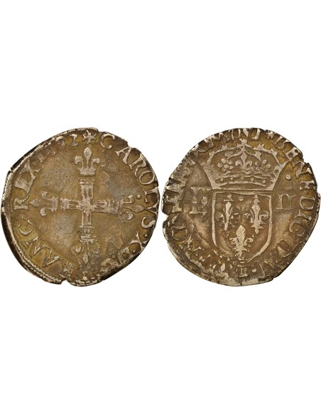 Charles X 1/4 ecu Argent 1592 T Nantes