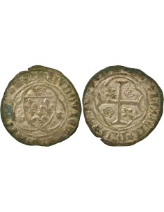 Louis XI A la Couronne 1 blanc Billon 1474-1483 C Saint-Lô