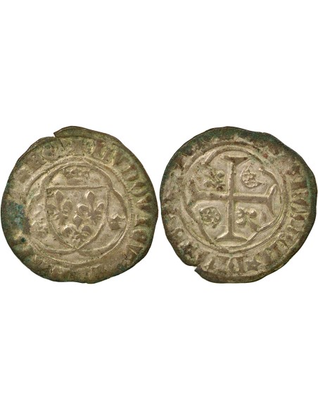 Louis XI A la Couronne 1 blanc Billon 1474-1483 C Saint-Lô