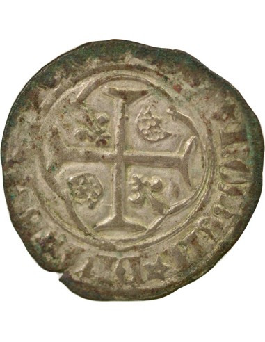 Louis XI A la Couronne 1 blanc Billon 1474-1483 C Saint-Lô