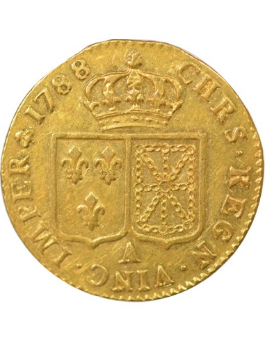 Louis XVI Tête nue 1 louis d'or Or 1788 A - Paris