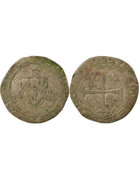 Charles VII A la Couronne 1 blanc à la couronne Billon 1436-1447