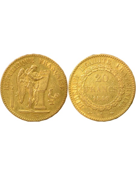 IIe République 20 francs Or 1849 A - Paris
