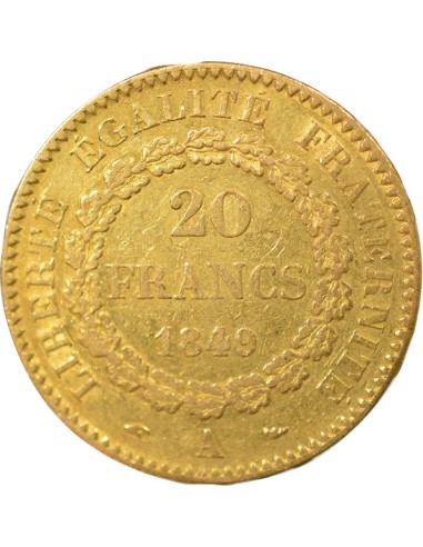 IIe République 20 francs Or 1849 A - Paris