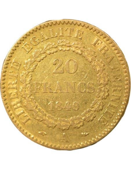 IIe République 20 francs Or 1849 A - Paris