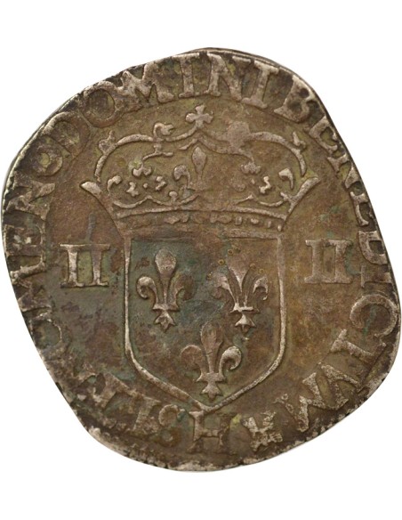 Louis XIII A la Croix fleurdelisée 1/4 ecu Argent 1616 H La Rochelle