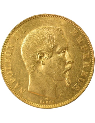 Napoléon III Tête nue 50 francs Or 1858 A - Paris