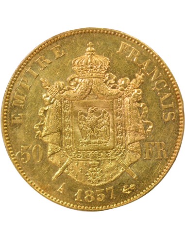 Napoléon III Tête nue 50 francs Or 1857 A - Paris