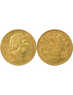 Louis XVIII Tête nue 40 francs Or 1818 W Lille