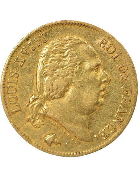 Louis XVIII Tête nue 40 francs Or 1818 W Lille
