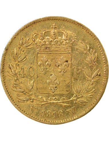 Louis XVIII Tête nue 40 francs Or 1818 W Lille