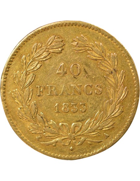 Louis-Philippe Ier Domard 40 francs Or 1833 A - Paris