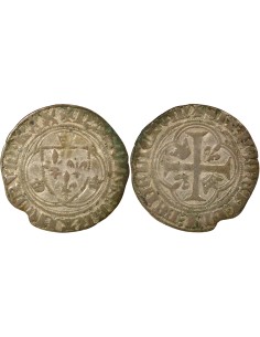 Charles VII A la Couronne 1 blanc à la couronne Billon 1436-1447 A Paris