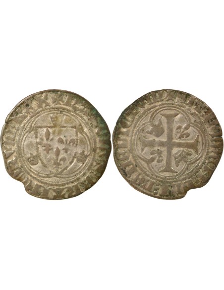 Charles VII A la Couronne 1 blanc à la couronne Billon 1436-1447 A Paris