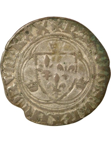 Charles VII A la Couronne 1 blanc à la couronne Billon 1436-1447 A Paris