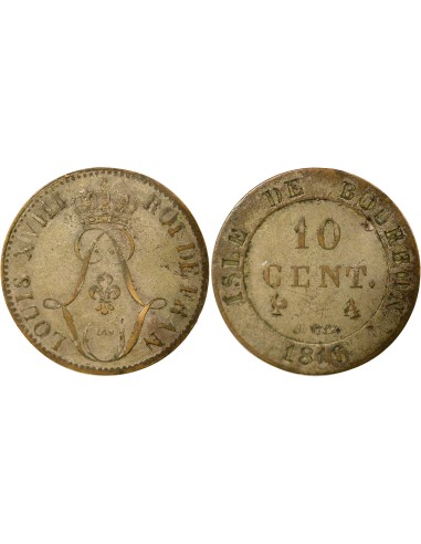 Réunion Louis XVIII 10 centimes Billon 1816 A - Paris