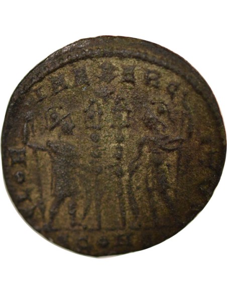 Rome Empire Constantin II Soldats aux 2 Étendards 1 nummus Cuivre 330-331 Arles