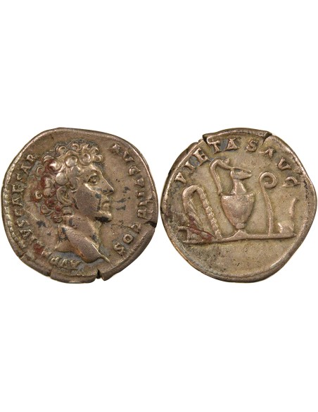 Rome Empire Marc Aurèle Instruments pontificaux 1 denier Argent 142 R Rome