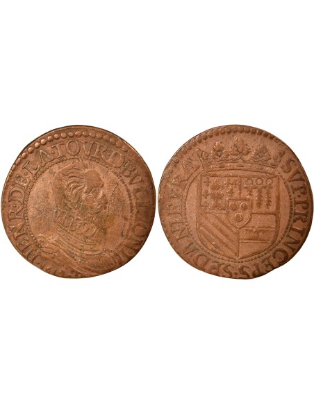 Henri de la Tour d'Auvergne Type 5 1 liard Cuivre 1614 Raucourt