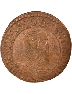 Henri de la Tour d'Auvergne Type 5 1 liard Cuivre 1614 Raucourt 2