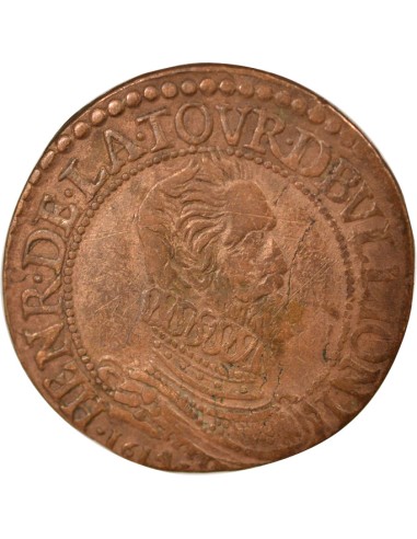 Henri de la Tour d'Auvergne Type 5 1 liard Cuivre 1614 Raucourt