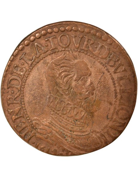 Henri de la Tour d'Auvergne Type 5 1 liard Cuivre 1614 Raucourt