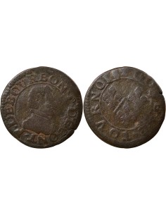 François de Bourbon-Conti Type 18 1 double tournois Cuivre 1605-1614