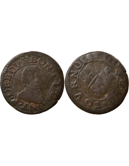 François de Bourbon-Conti Type 18 1 double tournois Cuivre 1605-1614