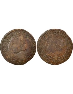 Charles Ier Gonzague 1 double tournois Cuivre 1635 Charleville