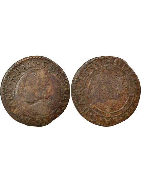 Charles Ier Gonzague 1 double tournois Cuivre 1635 Charleville