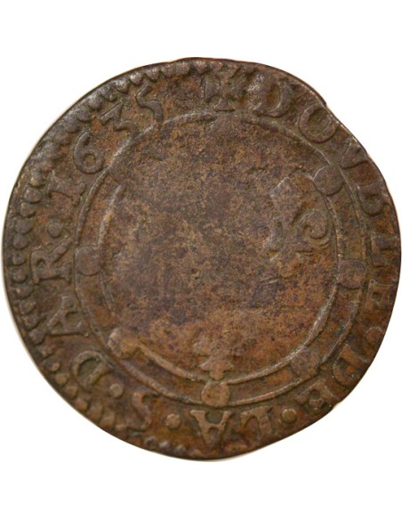 Charles Ier Gonzague 1 double tournois Cuivre 1635 Charleville