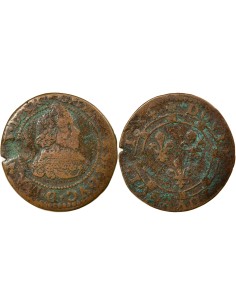 Charles Ier Gonzague 1 double tournois Cuivre 1634 Charleville