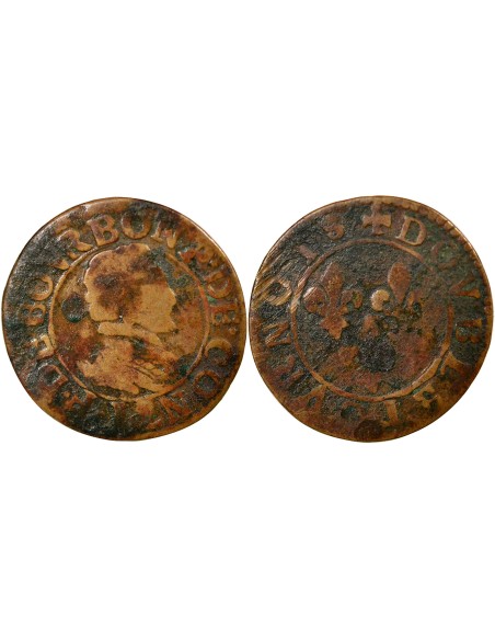 François de Bourbon-Conti Type 18 1 double tournois Cuivre 1605-1614