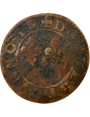 François de Bourbon-Conti Type 18 1 double tournois Cuivre 1605-1614