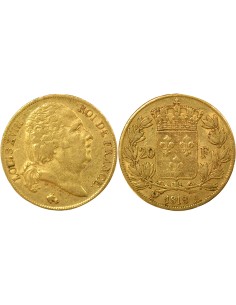 Louis XVIII Tête nue 20 francs Or 1818 A - Paris