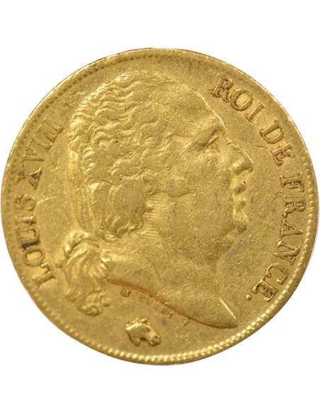 Louis XVIII Tête nue 20 francs Or 1818 A - Paris