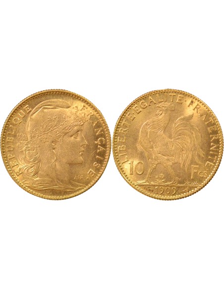 Coq 10 francs Or 1909 A Paris
