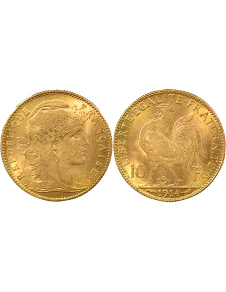Coq 10 francs Or 1914 A Paris