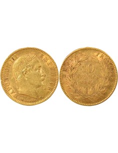 Napoléon III Tête Laurée 10 francs Or 1864 A - Paris