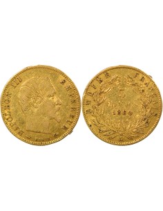 Napoléon III Tête nue 5 francs Or 1860 A Paris