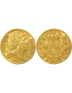 Louis XVIII Tête nue 20 francs Or 1819 A - Paris