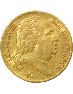 Louis XVIII Tête nue 20 francs Or 1819 A - Paris 2
